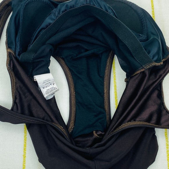 Vintage Longitude Brown and Gold Rhinestone One Piece Swimsuit Womens 8 Resort - Picture 9 of 11